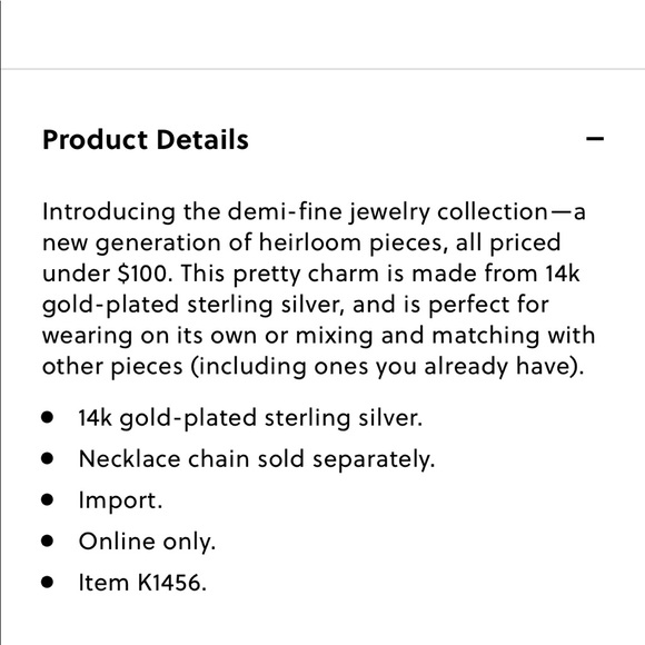 New! Jcrew Tassel charm plated 14k gold - Picture 5 of 5